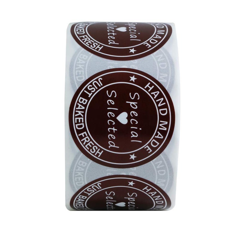 Hybsk Hand Made Just Baked Fresh and Special Selected Stickers with Heart and Stars Decorative Labels for Cake and Bread Total 500 Labels Per Roll - Image 3